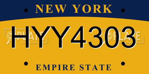 HYY4303 New York License Plate