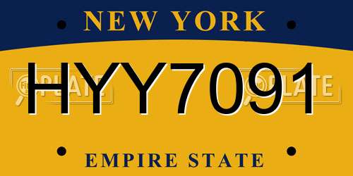 HYY7091 New York License Plate