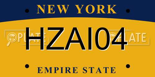 HZAI04 New York License Plate