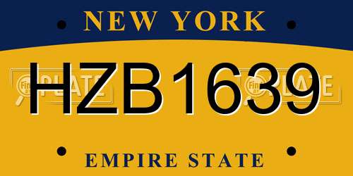 HZB1639 New York License Plate