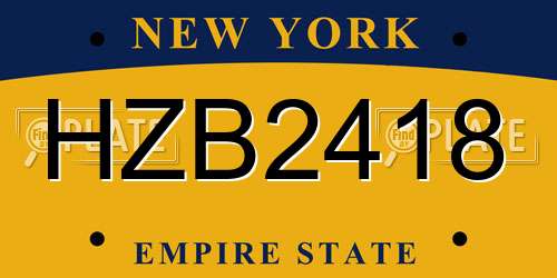 HZB2418 New York License Plate
