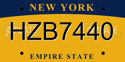 HZB7440 New York License Plate