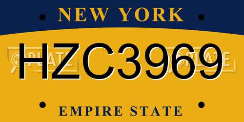 HZC3969 New York License Plate