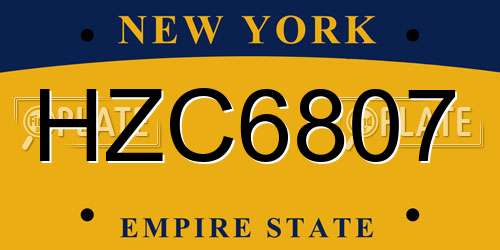 HZC6807 New York License Plate