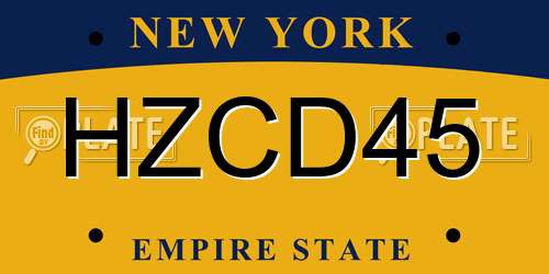 HZCD45 New York License Plate