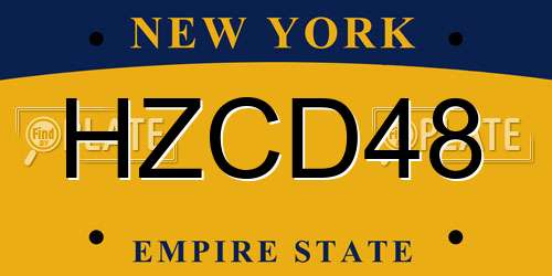 HZCD48 New York License Plate