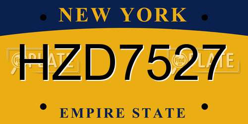 HZD7527 New York License Plate