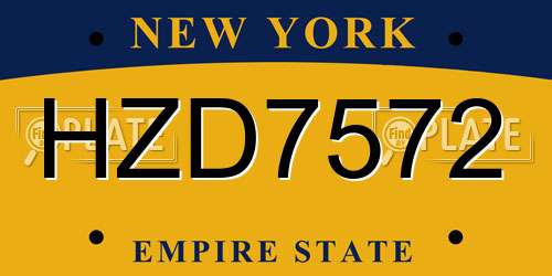 HZD7572 New York License Plate
