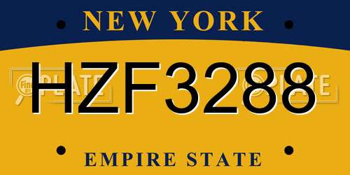 HZF3288 New York License Plate