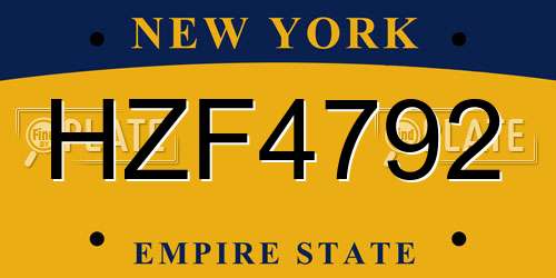 HZF4792 New York License Plate