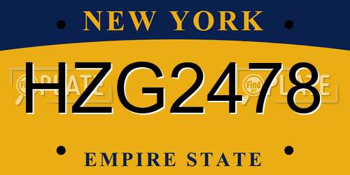 HZG2478 New York License Plate