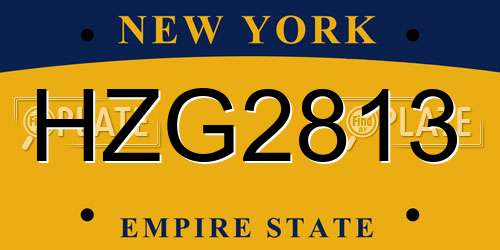 HZG2813 New York License Plate