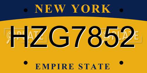 HZG7852 New York License Plate
