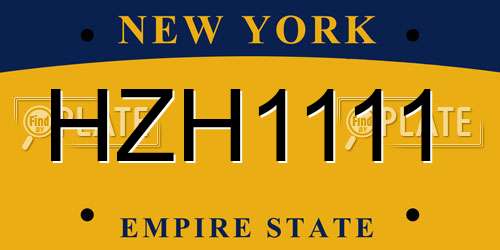 HZH1111 New York License Plate