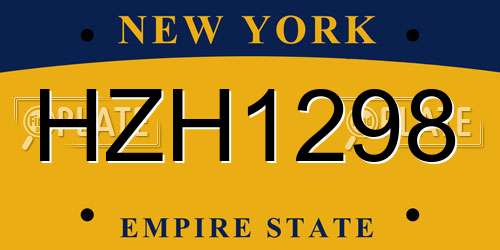 HZH1298 New York License Plate