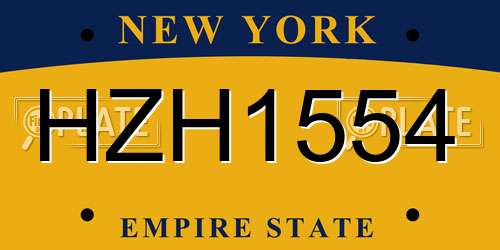 HZH1554 New York License Plate