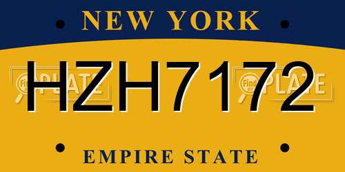 HZH7172 New York License Plate