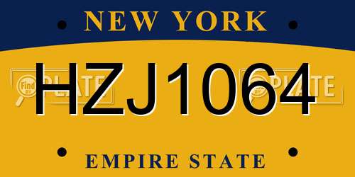 HZJ1064 New York License Plate