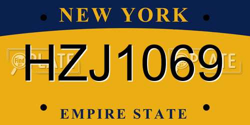 HZJ1069 New York License Plate