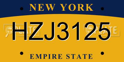 HZJ3125 New York License Plate