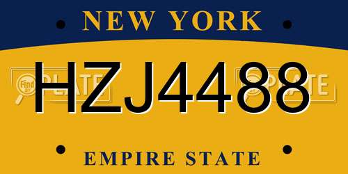 HZJ4488 New York License Plate