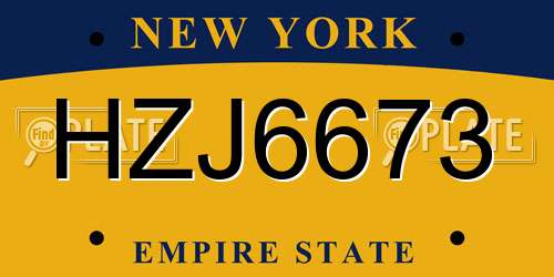 HZJ6673 New York License Plate