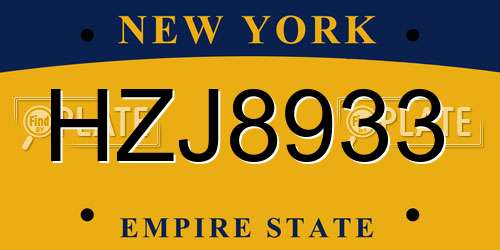 HZJ8933 New York License Plate