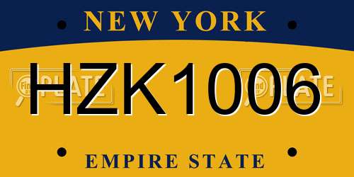 HZK1006 New York License Plate