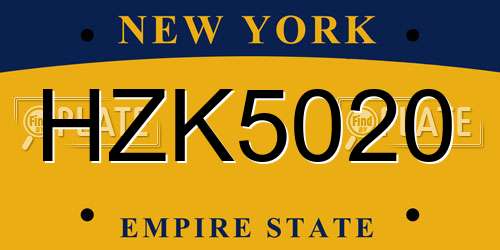 HZK5020 New York License Plate