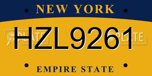 HZL9261 New York License Plate