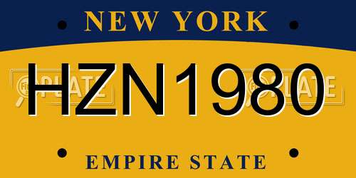 HZN1980 New York License Plate