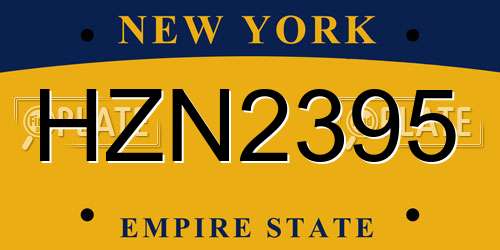 HZN2395 New York License Plate