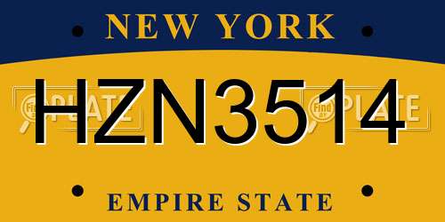 HZN3514 New York License Plate
