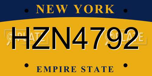HZN4792 New York License Plate