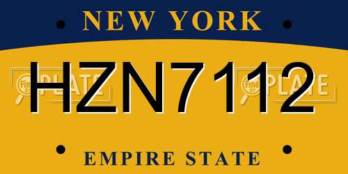 HZN7112 New York License Plate