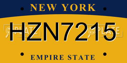 HZN7215 New York License Plate