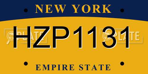 HZP1131 New York License Plate
