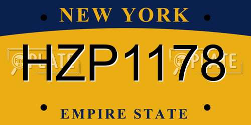HZP1178 New York License Plate