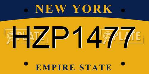 HZP1477 New York License Plate