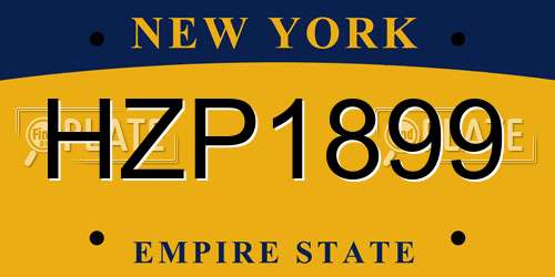 HZP1899 New York License Plate