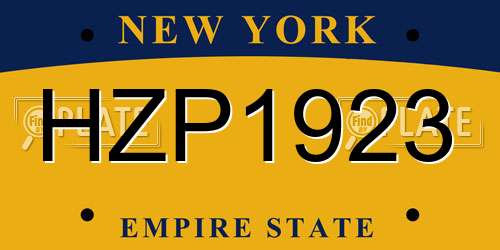 HZP1923 New York License Plate