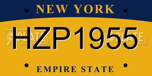 HZP1955 New York License Plate