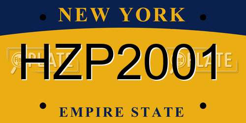HZP2001 New York License Plate