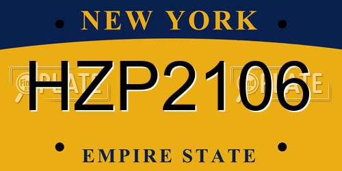 HZP2106 New York License Plate