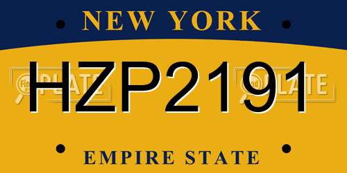 HZP2191 New York License Plate