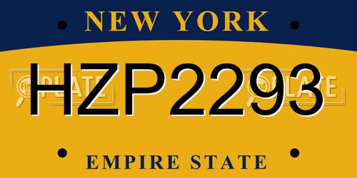 HZP2293 New York License Plate