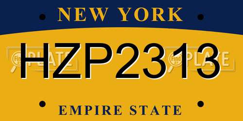 HZP2313 New York License Plate