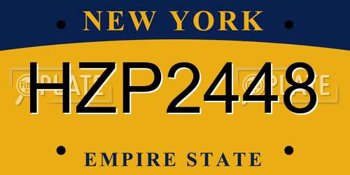 HZP2448 New York License Plate