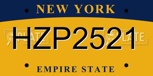 HZP2521 New York License Plate
