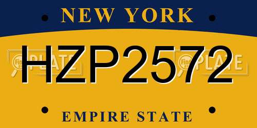 HZP2572 New York License Plate
